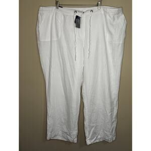 Charter Club Woman White Lined Linen Pants Size 24W NWT* Pockets Plus Size